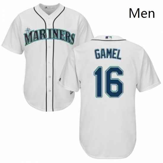 Mens Majestic Seattle Mariners 16 Ben Gamel Replica White Home Cool Base MLB Jersey